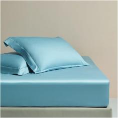 Imagem de Lençol de elástico 100% algodão de fibra longa pequeno duplo Queen Super king lençol de 1000 fios com elástico de 12" de bolso profundo tecido de cetim macio e sedoso para hotel doméstico, a