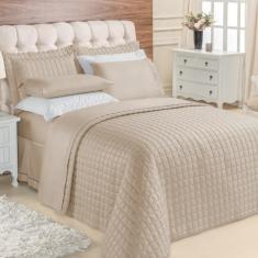 Imagem de Kit Top Line Cobre Leito Queen 180 Fios + Jogo De Lençol - 7 Peças Caqui