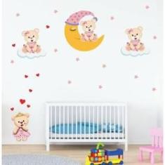 Imagem de Adesivo De Parede Infantil Ursinhas Lua E Nuvem
