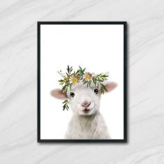 Imagem de Quadro Decorativo Cabritinho Coroa de Flores 45x34cm