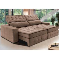 Imagem de Sofá Retrátil e Reclinável 2,75m Cama inBox Big Puffer com SoftGel D40 Velupluma Castor