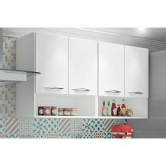 Imagem de Armário Aéreo 4 Portas Suspenso Parede Cozinha Lavanderia Branco