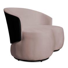 Imagem de Sofá Namoradeira 2 Lugares Decorativa Lara Veludo Rosê/PU Preto - Montanaris Decor