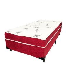 Imagem de Cama Box Conjugado Ortopédico Solteiro Suede Vermelho 88 X 188 X 40 -