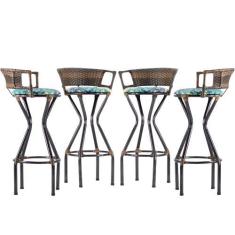Imagem de Conjunto 4 Banquetas com Assento Estofado Charme em Ferro - Coage Móve