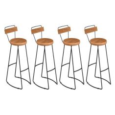 Imagem de Kit 4 Banquetas Alta Astra Com Encosto Base Metálica - Pallazio