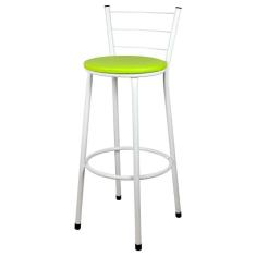 Imagem de Banqueta Alta Para Cozinha Branca Epoxi Assento Verde