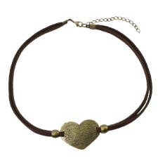 Imagem de Gargantilha Cordão De Couro Choker Coração Bijuterias
