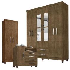 Imagem de Guarda Roupa Casal Modena Com Espelho 6 Portas Cômoda Sapateira Cannes