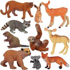 Imagem de YUCAN 10PCS Floresta Animal Figuras Animais da Floresta Figuras de Brinquedo Set Bonito Miniatura Bolo Animal Topper Figuras Presente de Festa de Aniv