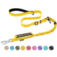 Imagem de AUBELL Coleira tática para cães, resistente, de 1,2 a 1,8 m, sem puxão, para cães pequenos, com alça dupla acolchoada confortável e fivela de cinto de segurança de carro, coleira refletiva ajustável e