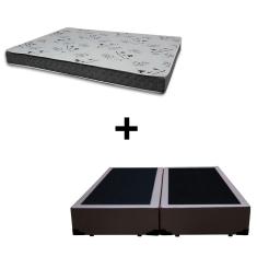 Imagem de Cama Box Queen 158 Tecido Sintético Marrom Com Colchão Miller Bello Box - 100% Espuma - D33 Cinza 54x158x198