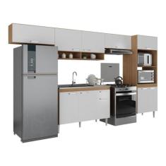 Imagem de Armário de Cozinha Modulada com Balcão de Pia e Torre Quente Paris Multimóveis Mp2224 Rustic/branco