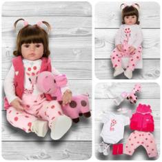 Imagem de Boneca Reborn Bebê Olhos Castanhos Senta De Pano Linda - Cegonha Rebor