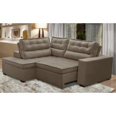 Imagem de Sofá de Canto Retrátil e Reclinável com Molas LE 2,50x2,00m Viviane Suede Capuccino Madelina Decor