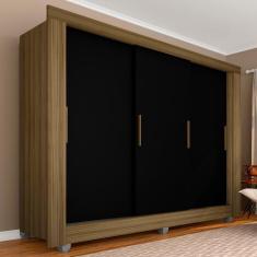 Imagem de Guarda Roupa Casal 3 Portas 1 Gavetas Alice Boreal/ Preto - Moveis Arapongas