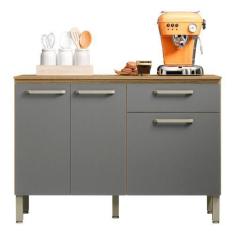 Imagem de Balcão De Cozinha Com Tampo 120cm Louis K02 Freijó/Gris - Mpozenato