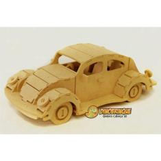 Imagem de Quebra Cabeça 3D automóvel fusca retrô 97 peças em mdf - dinobrinque