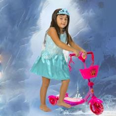 Imagem de Patinete Para Crianças Pequenas + Vestido Infantil + Coroa - Dm Toys