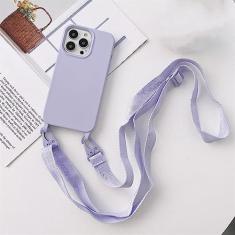 Imagem de Estojo macio de silicone líquido para cordão transversal de luxo para iPhone 13 12 Mini 11 Pro XR X XS Max 7 8 plus SE 2020 Capa para alça de ombro, roxo, para iPhone 7