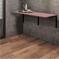 Imagem de Mesa Suspensa de Estudos Parede 120cm Escritório Suporte Preto MDF Rose - Ahazzo Móveis
