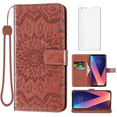 Imagem de Capa de telefone para LG V35 ThinQ V30 Plus carteira com protetor de tela de vidro temperado e capa flip de couro, suporte para cartão, acessórios para celular LGV30 LGV35 LG30 LG35 V 30 35 V30+ V30s