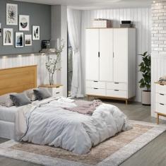 Imagem de Guarda-roupa 3 Portas 4 Gavetas Nórdica Yescasa ROBLE/BRANCO