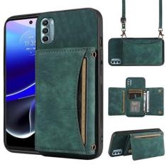 Imagem de Capa de telefone para Motorola Moto G Stylus 5G 2022 capa carteira com alça de ombro transversal e suporte de cartão de crédito de couro com bolso fino suporte acessórios para celular XT2215-1