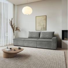Imagem de Sofá Modular 1 Módulo Direito 1 Módulo Central 1 Puff Zen Cabecasa Madeiramadeira Cinza