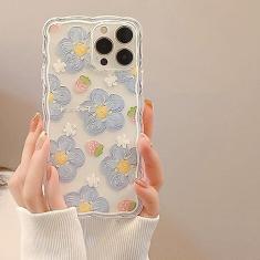 Imagem de Capa de telefone fofa com flor azul e morango para iPhone 14 13 Pro Max 11 12 Mini X XR 7 8 Plus XS Silicone Soft Back, T1, para iPhone 8 7