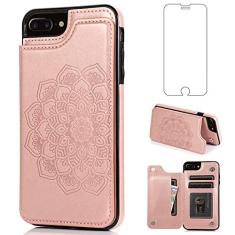 Imagem de Asuwish Compatível com iPhone 7plus 8plus 7/8 Plus com capa e película protetora de tela de vidro temperado, compartimento para cartão celular, suporte para celular, capa flip para celular iPhone 7s