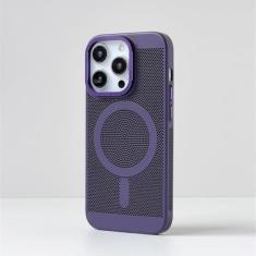 Imagem de Caixa de telefone magnética Grade respirável à prova de choque Dissipação de calor Resfriamento Capa fina Sensory HardPC para Iphone15 14 13 12 11promax, roxo, para iPhone 14Pro