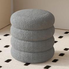 Imagem de Banqueta de toucador, tecido de lã de carneiro, otomano, cadeira de toucador para sala de maquiagem, banquinho de toucador, banco acolchoado para descanso de pés Banquetas de toucador para s