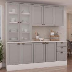 Imagem de Cozinha Completa Iluminata 9 Portas 3 Gavetas 100% Mdf com Vidro Branc