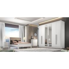 Imagem de Guarda Roupa Casal Com Espelho 6 Portas 6 Gavetas - Robust -Branco - Móveis Novo Horizonte