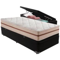 Imagem de Cama Box Baú Preto E Colchão Classic 22 Cm Molas Ensacadas Solteiro Anjos
