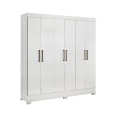 Imagem de Guarda Roupa Casal 6 Portas 3 Gavetas 7 Prateleiras 2 Cabideiros Pés PVC Prático