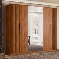 Imagem de Guarda Roupa Casal 6 Portas Com Ripado e Com Espelho 6 Gavetas Atrice