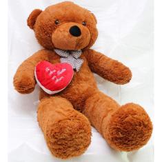 Imagem de Urso Marrom 130cm Pelucia com Coração - Casa dos Ursos