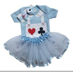 Imagem de Body Bebê Mesversário Menina Fantasia + Tule + Laço Papilloo, Azul, Cl
