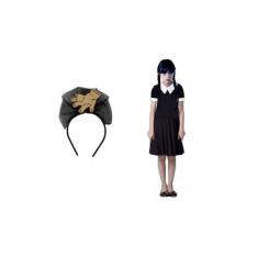 Imagem de Fantasia vandinha infantil com tiara maozinha halloween - MC PRESENTES