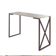 Imagem de Mesa Escrivaninha 90cm Bex Home Office Industrial Consultório Ferro Marrom MDF Marmorizado Cinza - Ahz Móveis