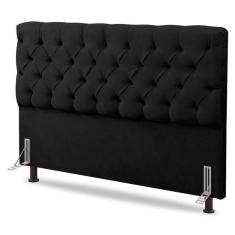Imagem de Cabeceira Cama Box Casal King Size Lylla 195cm Capitonê Com Frame Sintético Preto - Abmaza