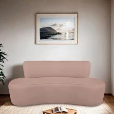 Imagem de Sofá Curvo Orgânico 130cm 2 Lugares Linho Antonela Rosa