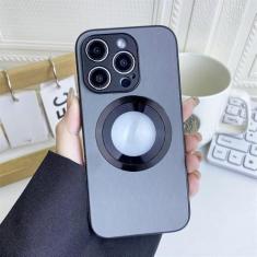 Imagem de Capa de couro fashion empresarial para iPhone 15 14 13 12 11 Pro Max Plus com furos magnéticos para câmera, capa protetora com toque de pele, cinza