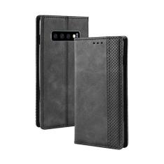 Imagem de Capa para Samsung Galaxy S10, capa flip carteira de couro para Samsung Galaxy S10, capa magnética retrô para celular, capa carteira de telefone com compartimentos para cartões