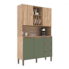 Imagem de Armário de Cozinha 4 Portas 3 Gavetas Carvalho Oak/Arbo - Decibal