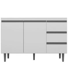 Imagem de Balcão Para Cozinha Kimberly 120cm C/ Tampo 2 Portas 3 Gavetas Branco
