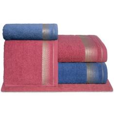 Imagem de Jogo de Toalhas Gigante 5 Peças 380g/m2 100% Algodão Sublime (Terracota + Azul Egito)