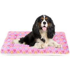Imagem de Mora Pets Almofada para cama de cachorro ultra macia para animais de estimação com estampa de estrela fofa tapete lavável para cães grandes, médios e pequenos reversível de lã, tapete para canil,